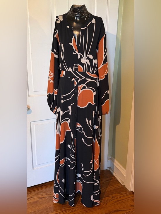 Premier Dresses & Skirts - Premier Amour Long Black Maxi Dress with Rust Floral Print Size 10